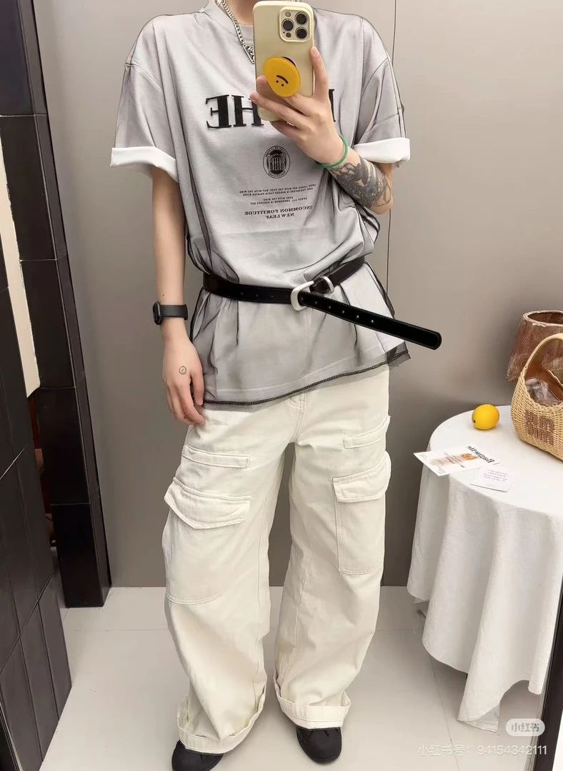 8538-3832 蕾丝假两件拼接短袖T恤