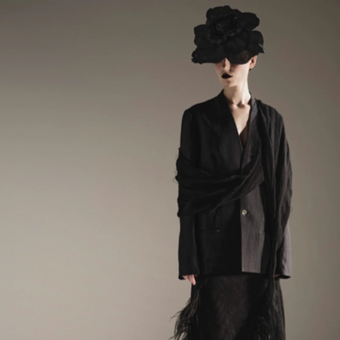 YAYI新品黑色飘带领青果领西服外套阔版百搭