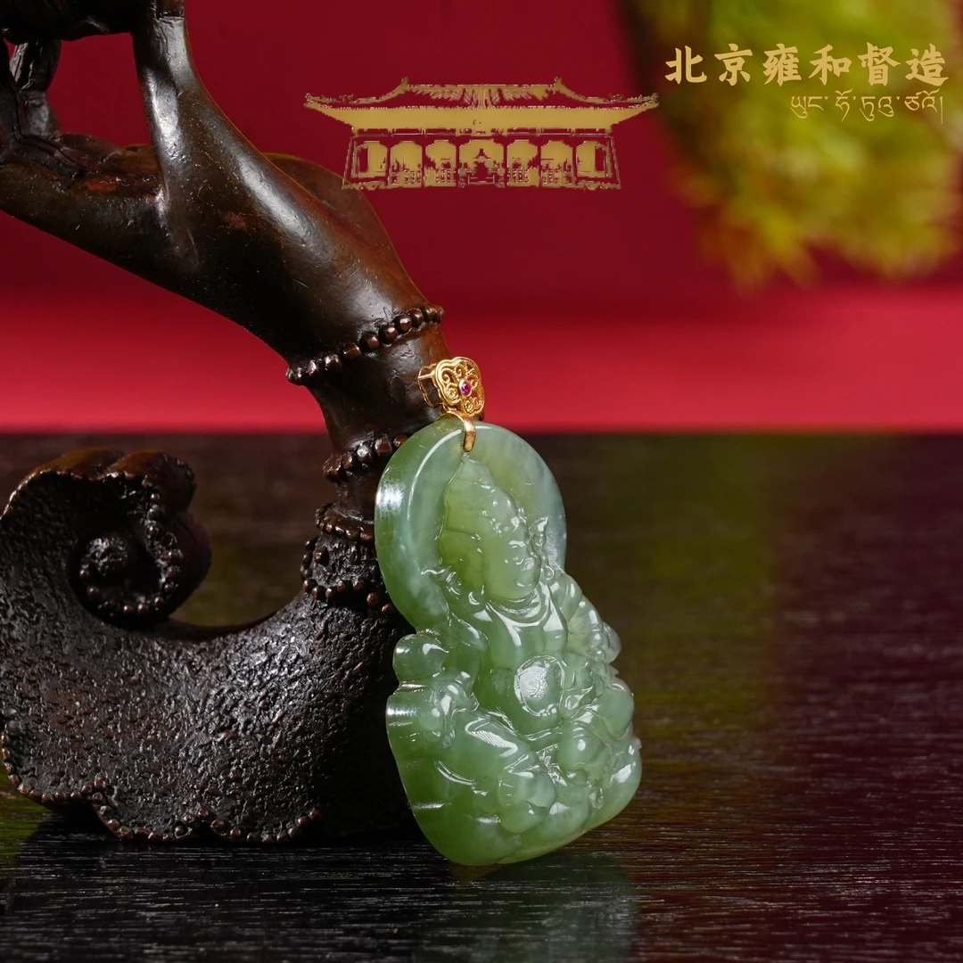18K金碧玉猫眼黄财神吊坠38*27*12重8.2g（多样性发其一）1201GY019
