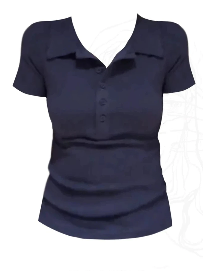 ［葡萄］大码polo领正肩短袖夏季显瘦遮肉修身百搭上衣