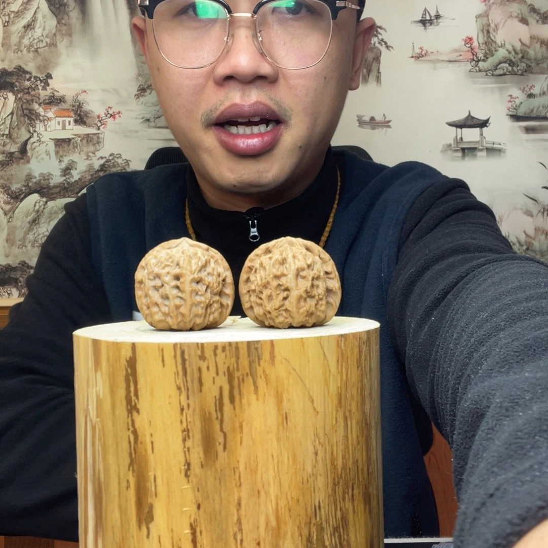 六***高把件文玩核桃白狮子