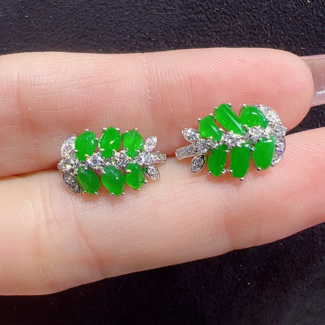 翡翠耳饰18K金镶嵌耳包