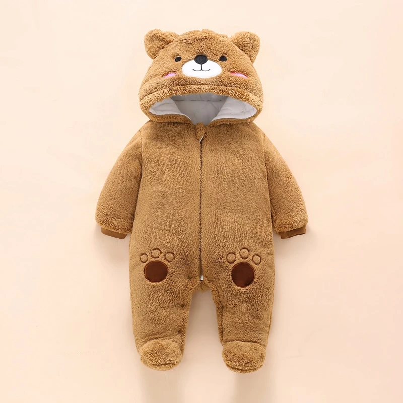 新生儿连体衣秋冬季哈衣爬服婴儿棉衣连帽加厚宝宝冬季外出棉服