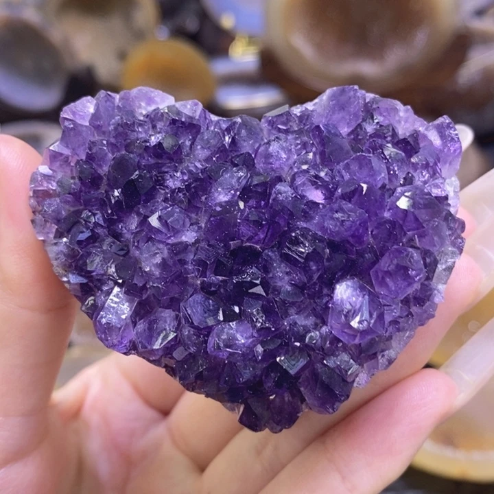 未镶嵌珠宝半成品紫晶紫晶爱心