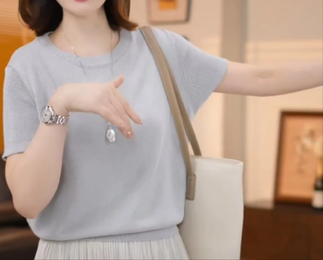 2025新款休闲针织衫夏季气质女士百搭上衣时尚