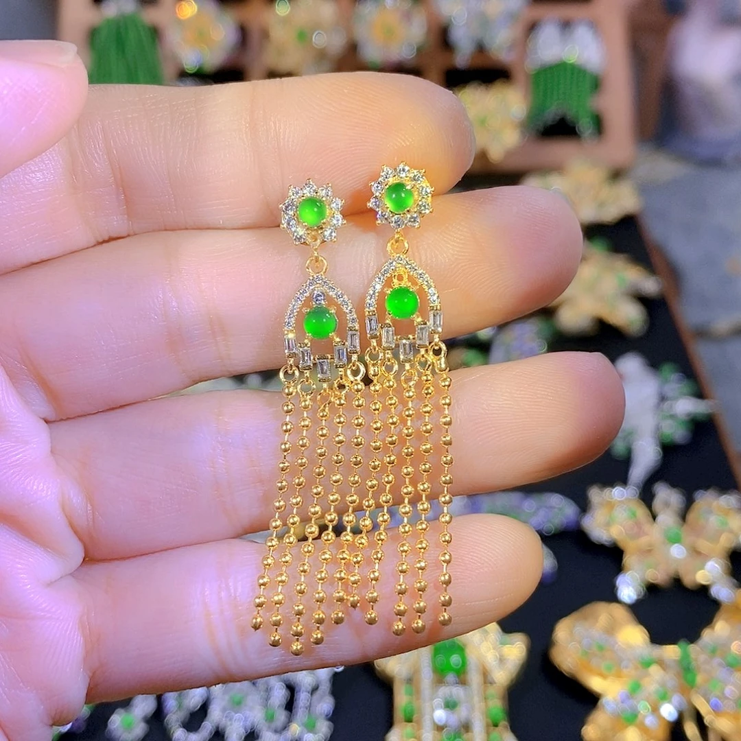 吊坠(不含链)银S925镶嵌翡翠