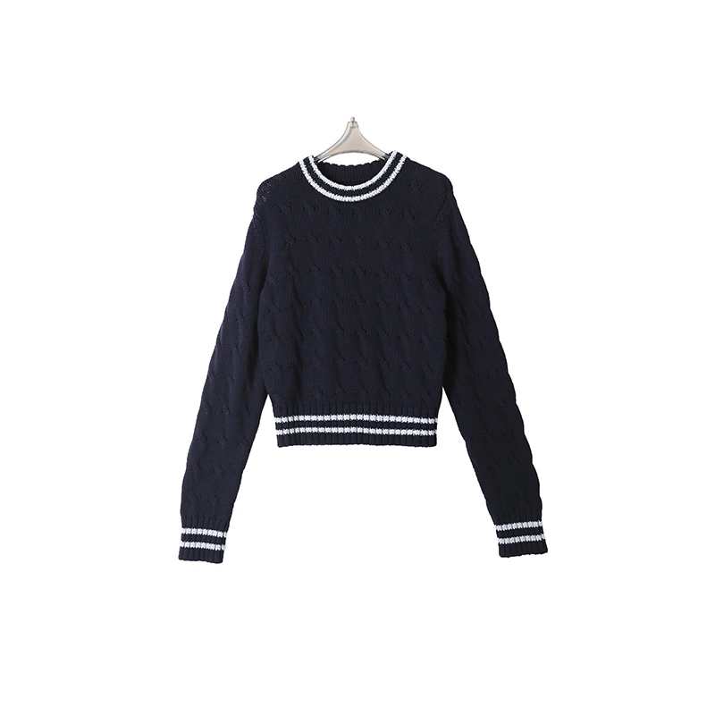 工艺针织衫蓝色时尚秋季长袖针织衫16681