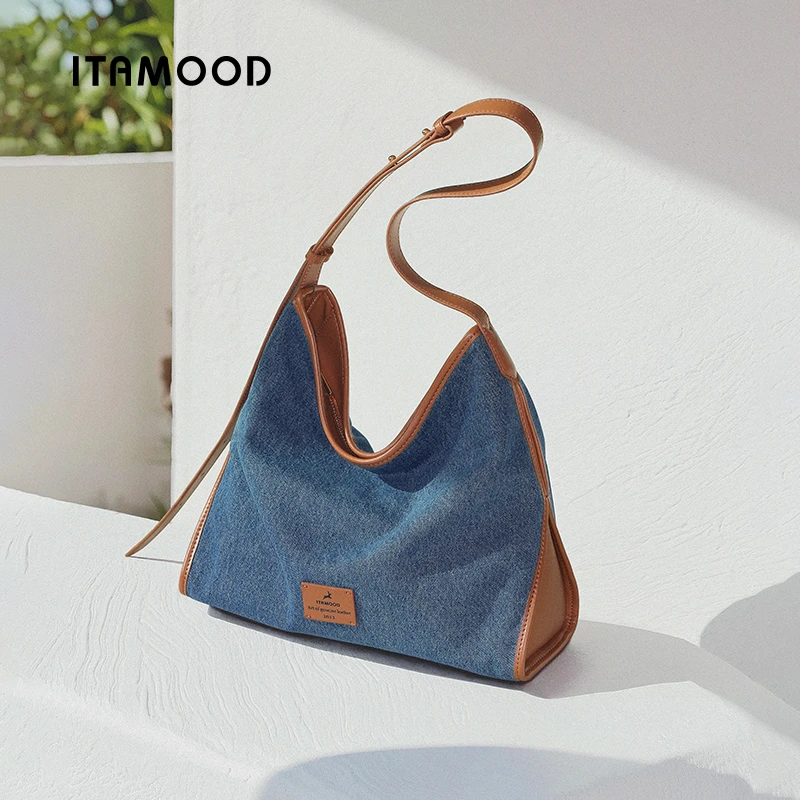 妙迪2025年新款丹宁牛仔托特包新款松弛感hobo腋下包