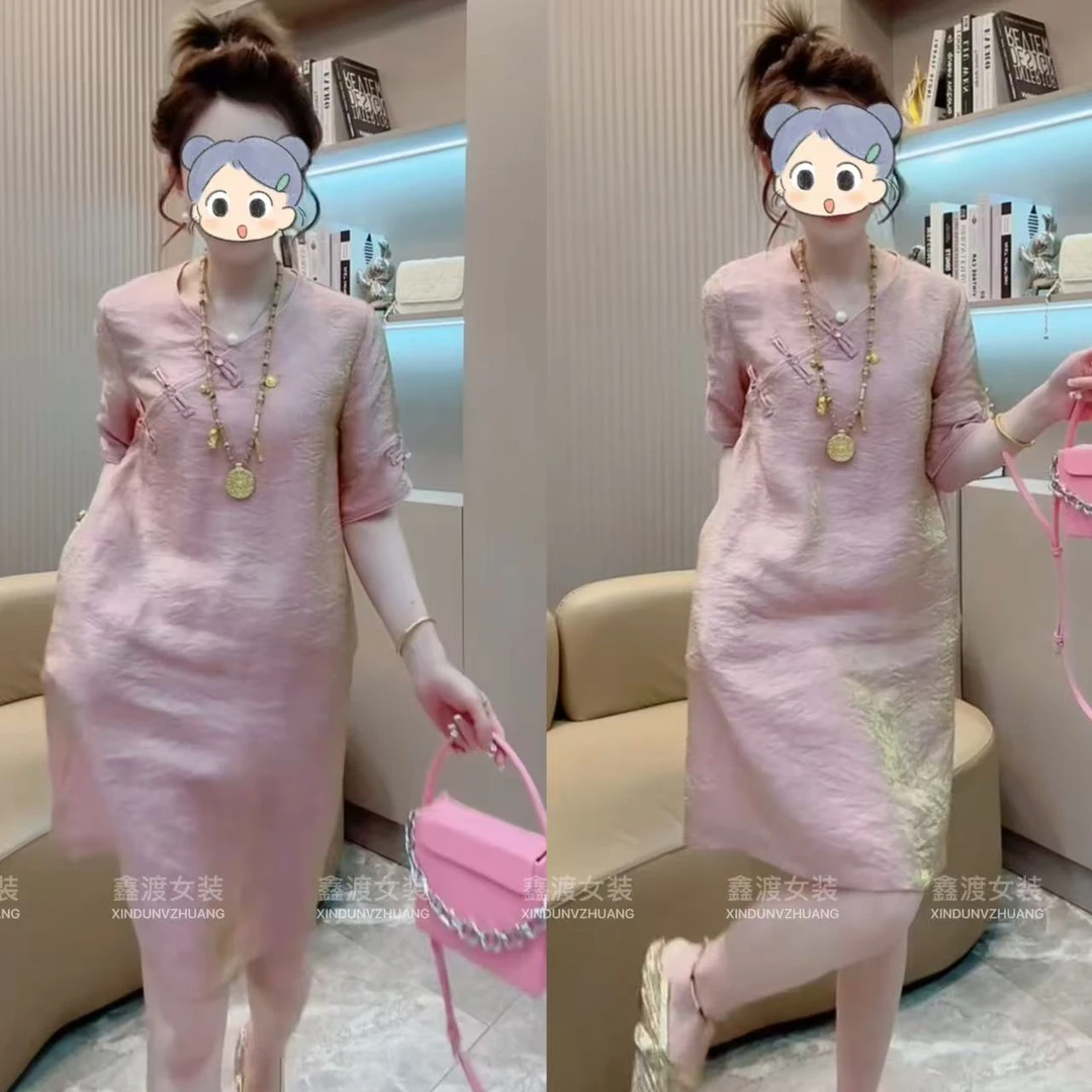 2025夏季新款时尚显瘦气质女士网红洋气连衣裙百搭款D9200