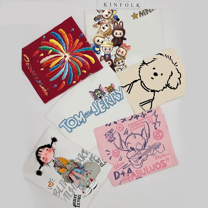 【160-167】夏季半袖t恤夏季半袖小众宽松印花韩版设计感