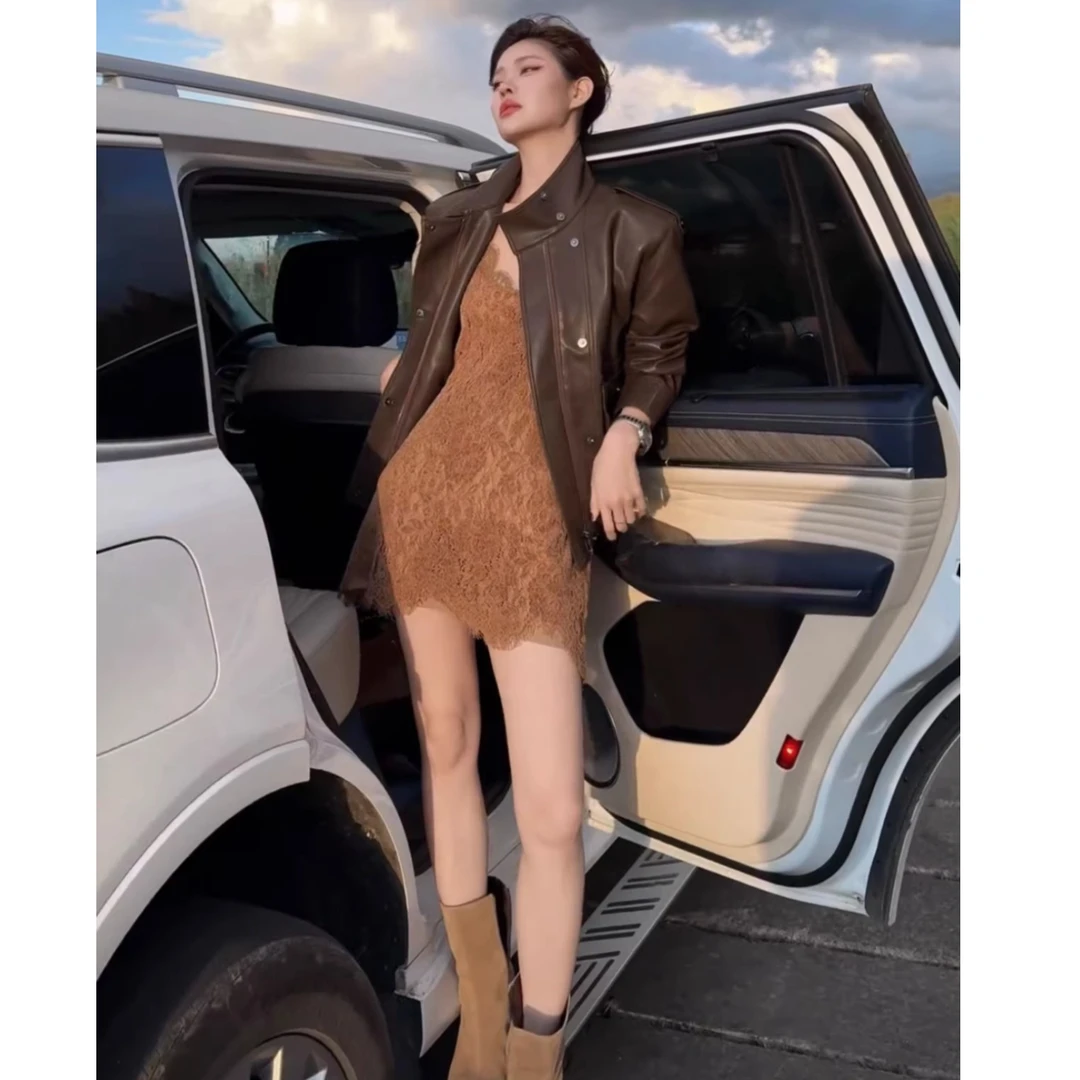 秋季新纯欲性感打底内搭网纱罩裙潮法式气质叠穿蕾丝吊带连衣裙女