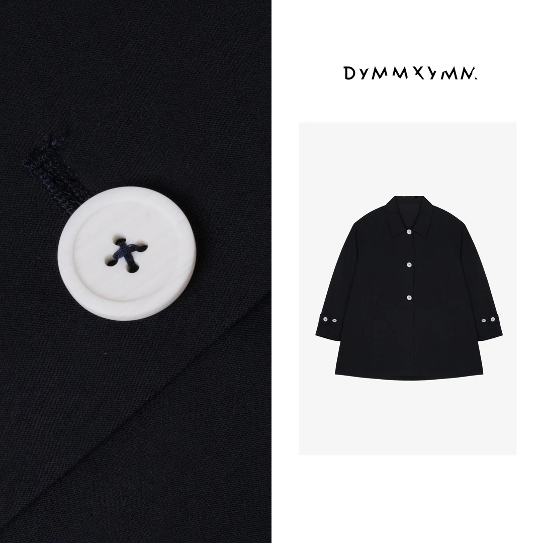 【DYMMXYMM】- 夏款极简风显瘦薄款撞色扣丝感衬衫风衣-W25807