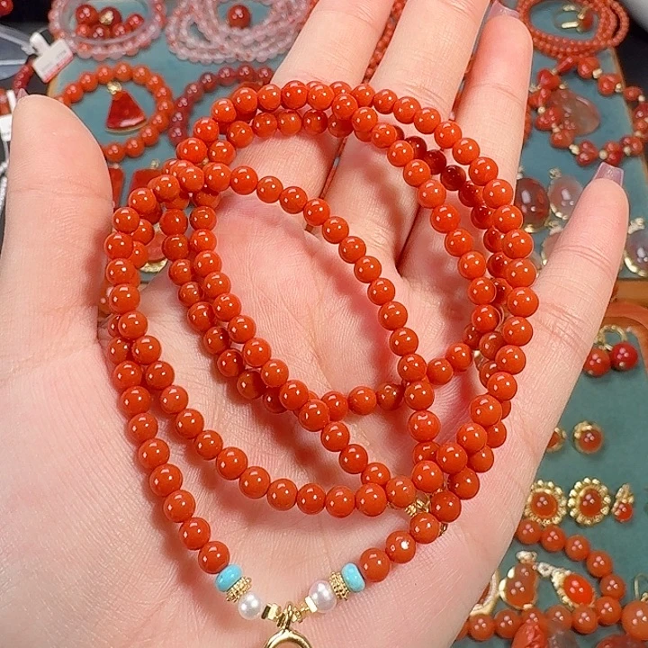 南红玛瑙未镶嵌70毛衣链