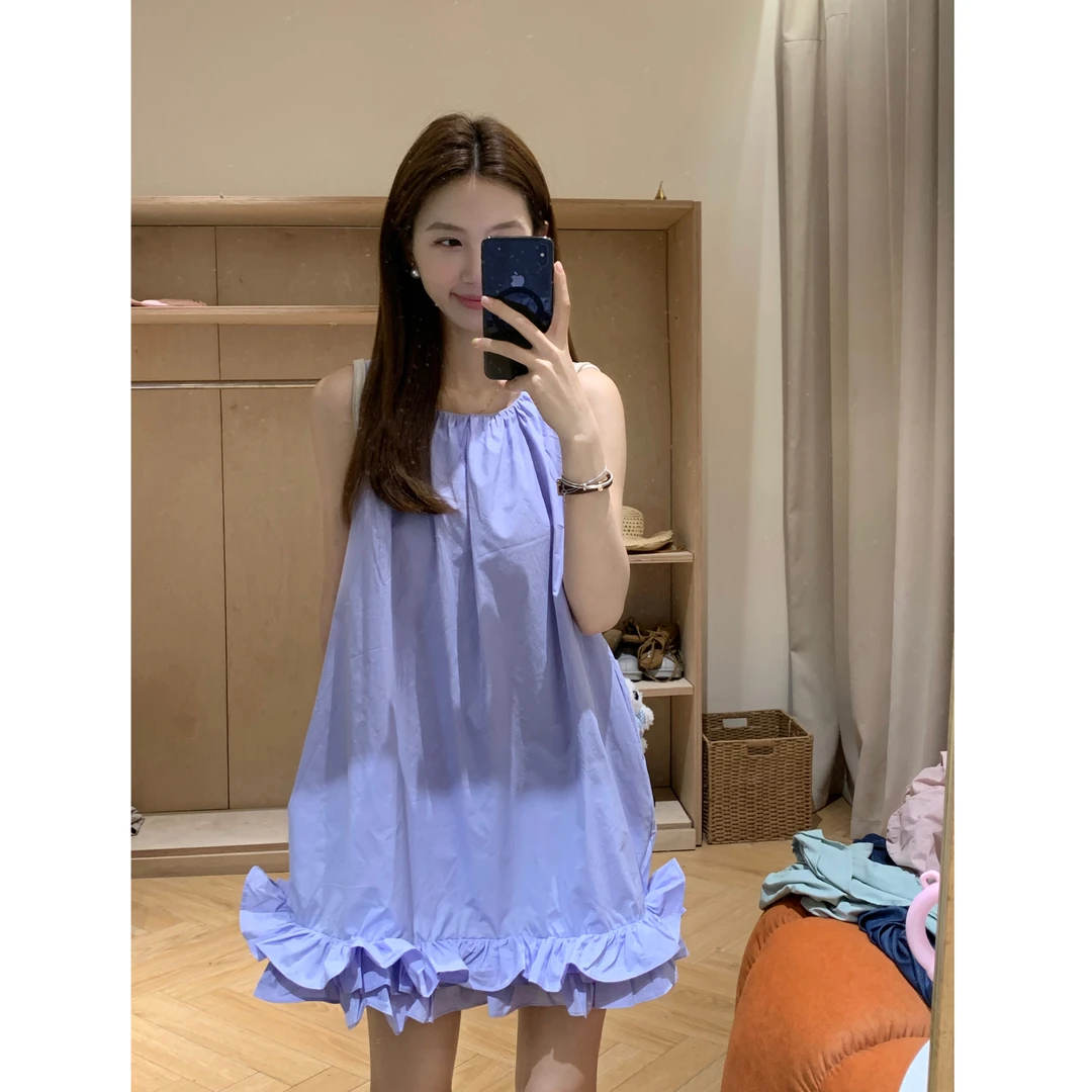 [YS] 韩系圆领花边口袋背心裙~X424