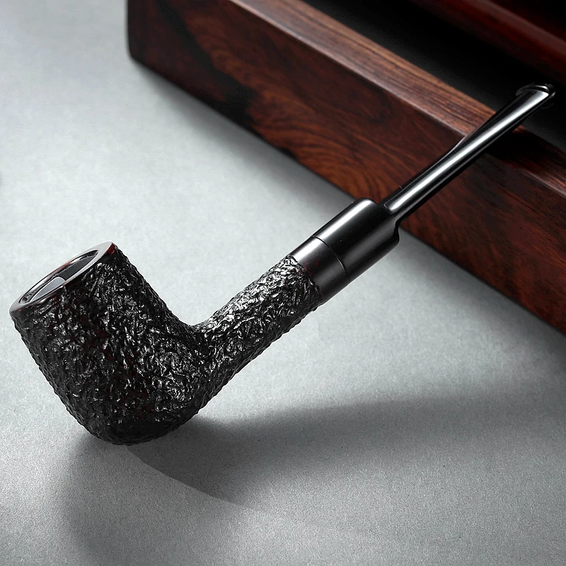 19.5*35 3MM直斗雕花撞球经典款石楠木烟斗手工斗拉草斗进口粮斗