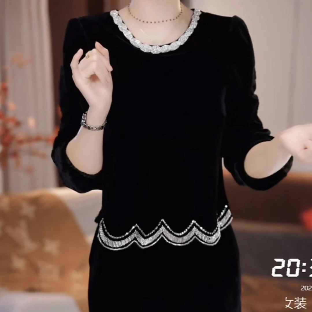 【巴黎之夜】2025秋季新款收腰显瘦洋气减龄轻奢女人味黑色连衣裙