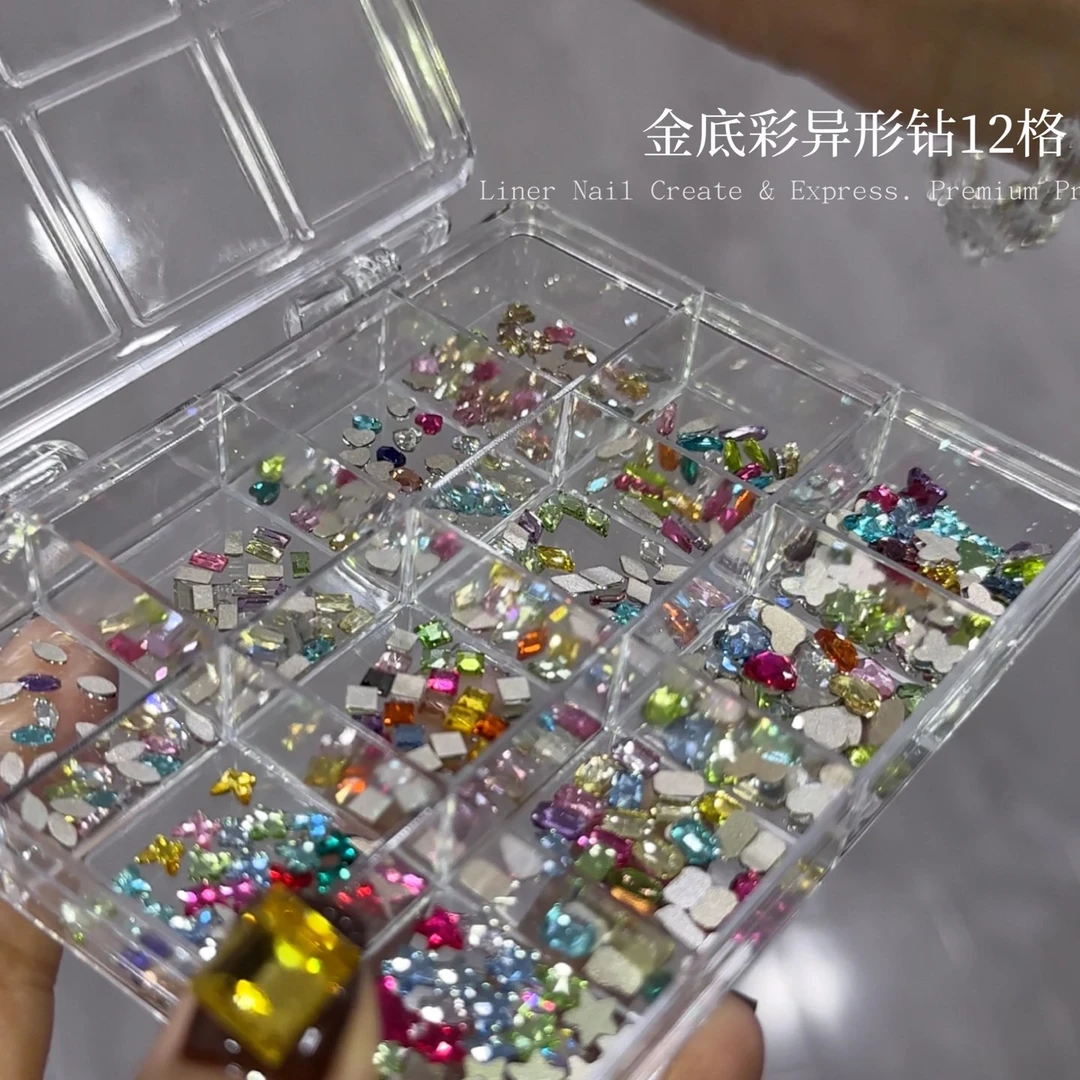 BL5005金底彩系列平底异形钻彩色混合（满28元包邮）美甲饰品