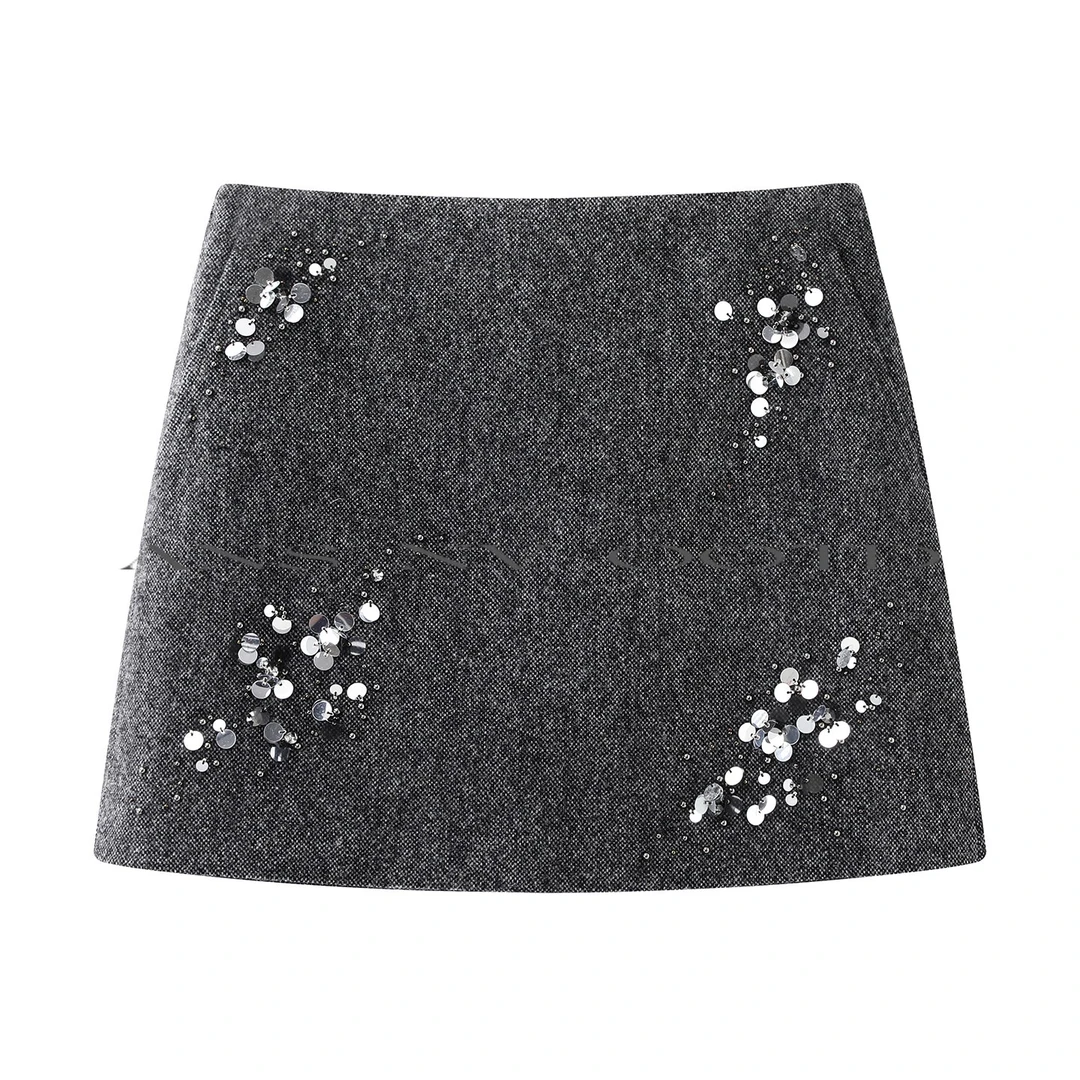 【艾家商场服饰】女装2025冬季新款时尚亮片A字半身裙4109