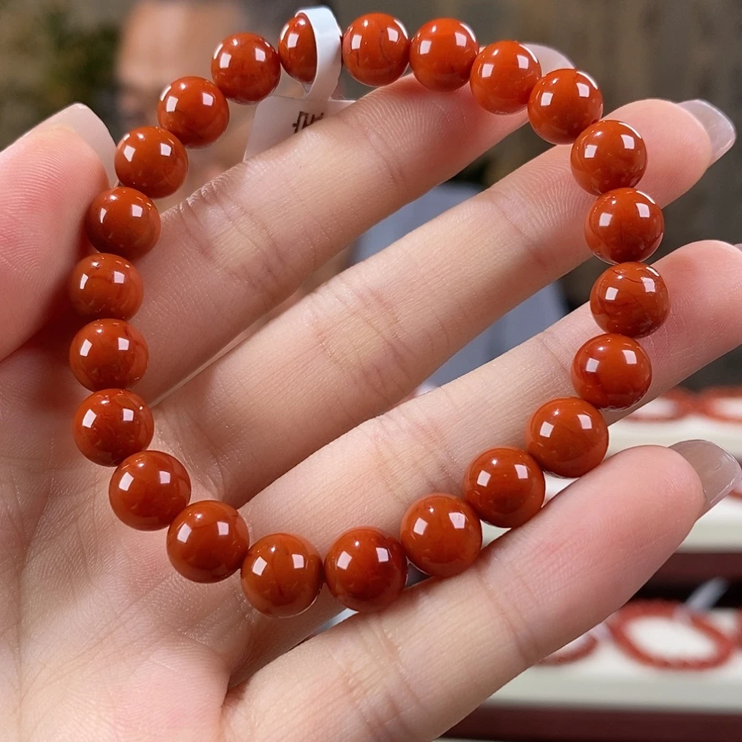 南红玛瑙未镶嵌戒指原矿8mm 柿子红满肉 瓦西稀有级别