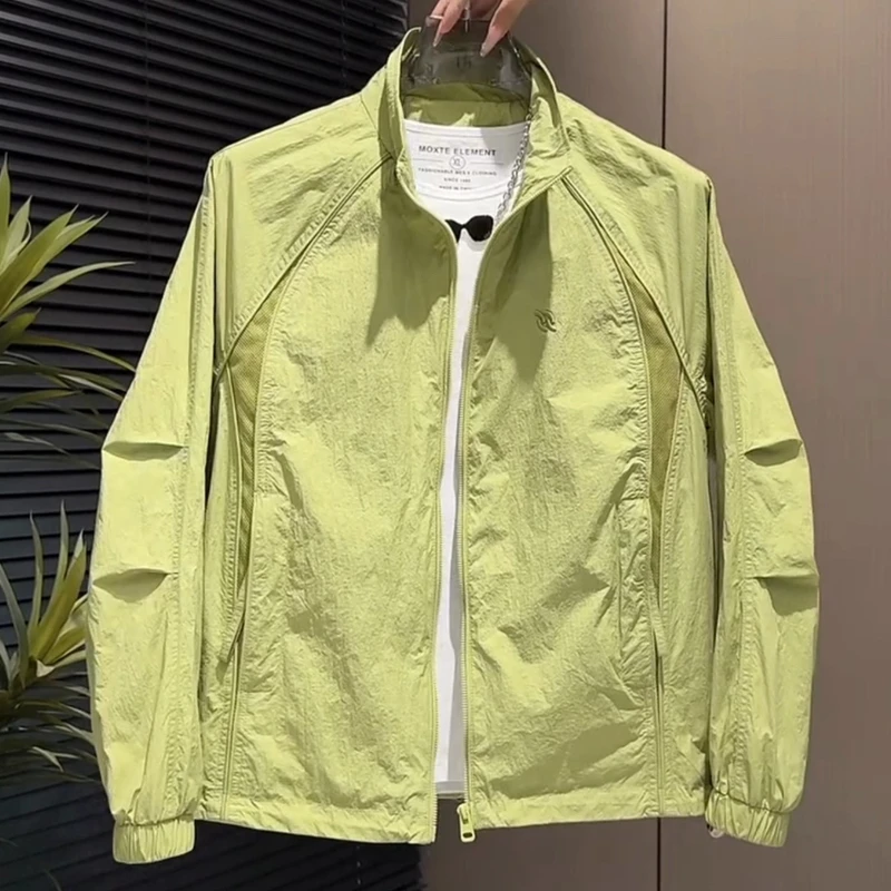 春夏高级感简约百搭立领夹克男款上衣潮流痞帅男士透气防晒外套