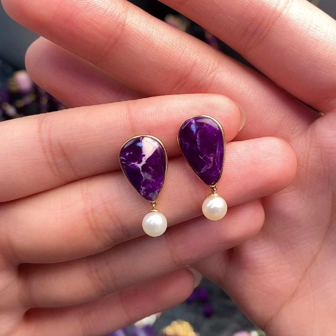 苏纪石（舒俱来）耳饰18K金镶嵌