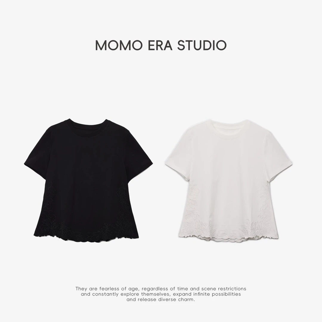 17880 SY 重工刺绣花边圆领上衣