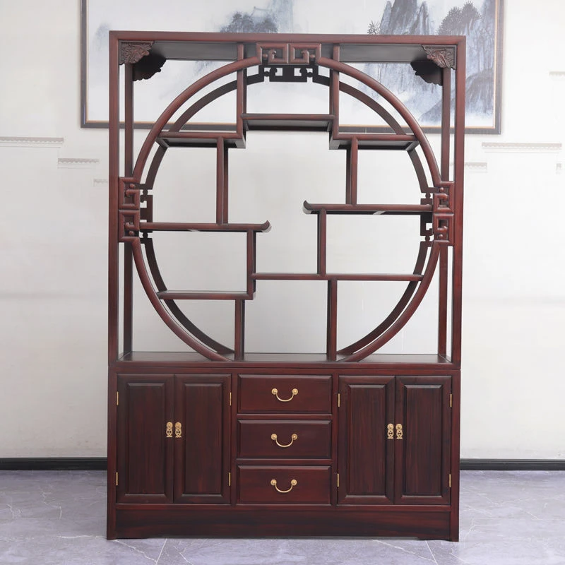 东非酸枝木大五福博古柜隔断实木家具中式简约仿古架书架多宝阁