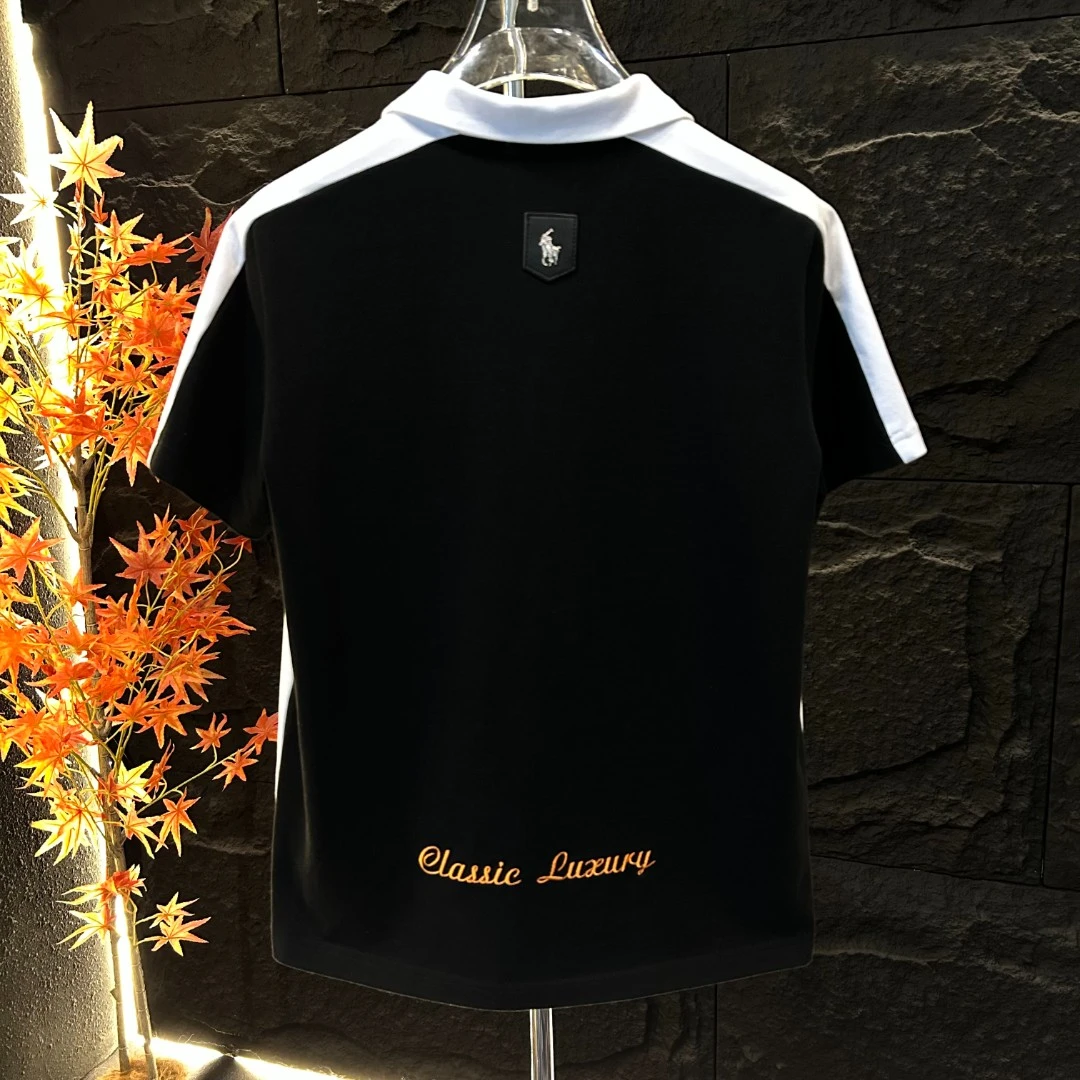 Z新款设计师潮流时尚休闲拼接男女同款时尚POLO短袖T8005