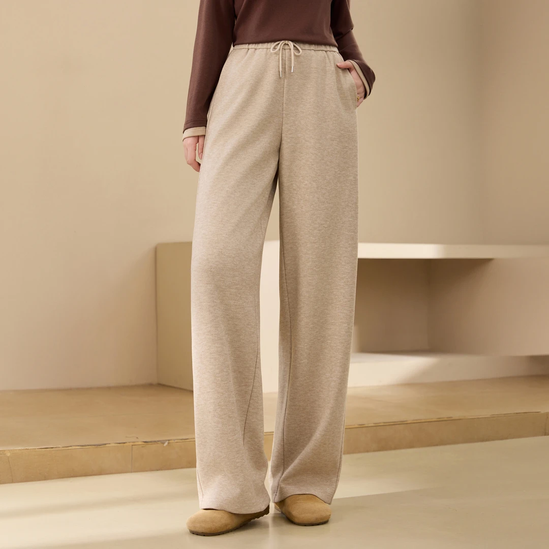 【拖地糯米裤】纤莉秀大码女装流光风秋新款垂感慵懒阔腿裤QK3742