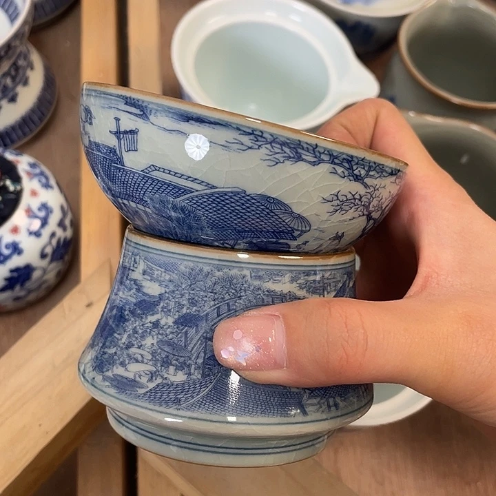 杯清明上河图茶漏老淘泥微瑕