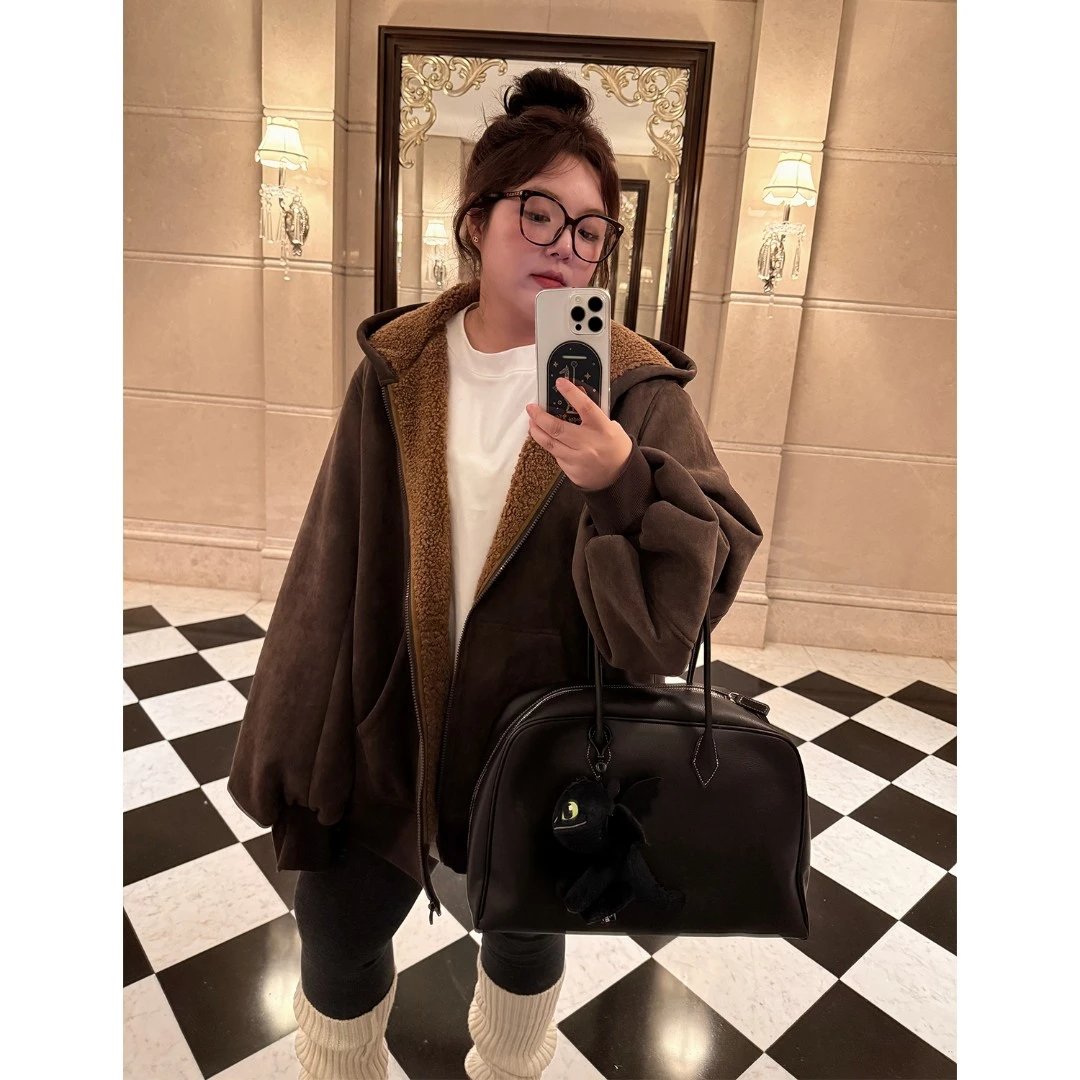 老章和小胖PONGKIKI泰迪小熊皮毛一体外套女大码冬季加厚开衫