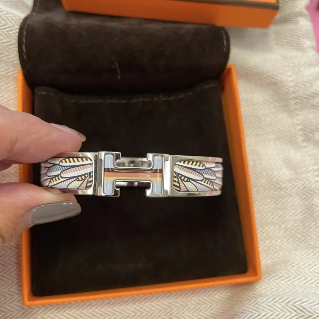 99新 Hermes/爱马仕 蔚蓝中古/H珐琅手镯