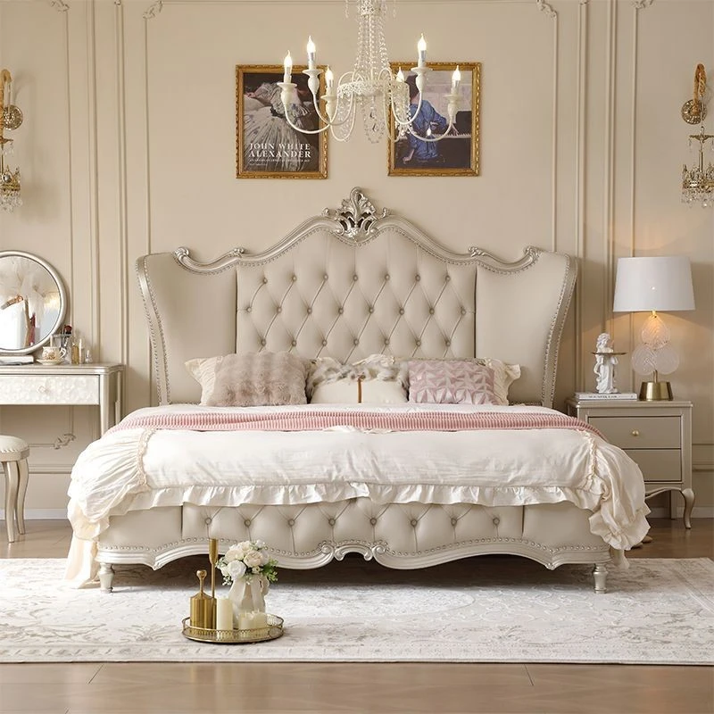 【花冠】法式欧式轻奢实木床大床1米8主卧2米双人床复古别墅婚床