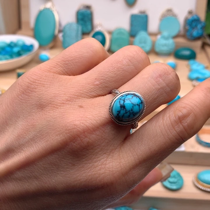 绿松石银S925镶嵌珠宝奇石