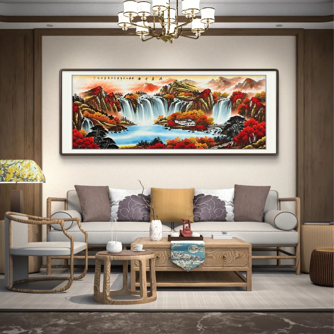 《鸿运千秋》纯手绘六尺山水国画作品厅堂办公室挂画文玩探宝