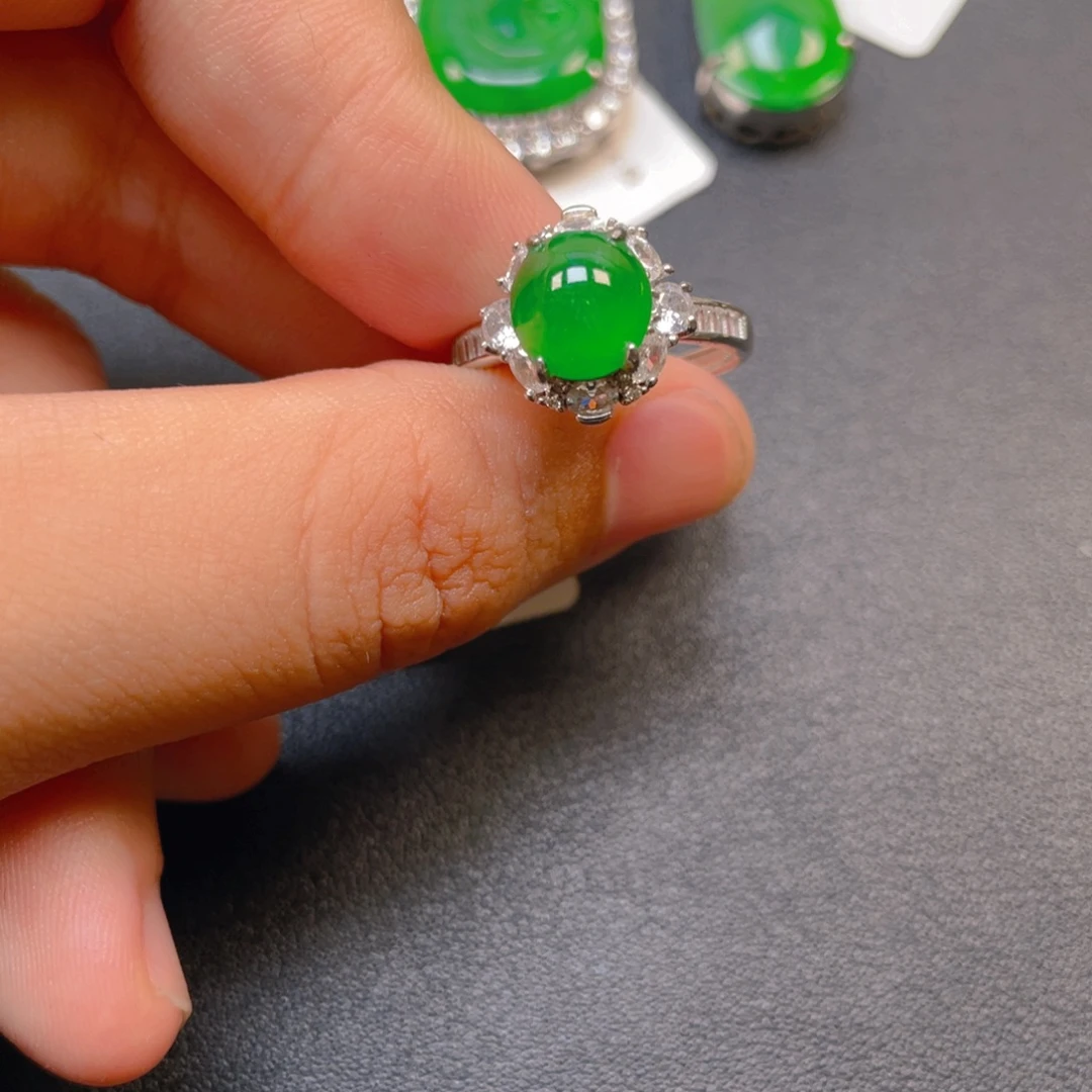 翡翠银S925镶嵌吊坠(不含链)