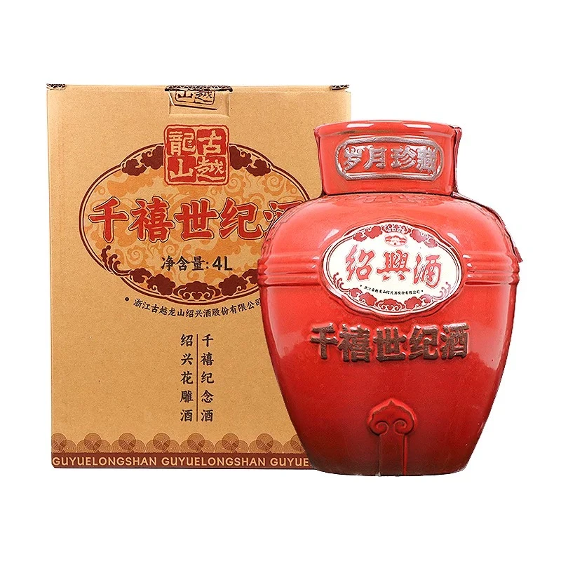 【官方正品】古越龙山千禧世纪酒十八年花雕4L坛装黄酒半干型原酒