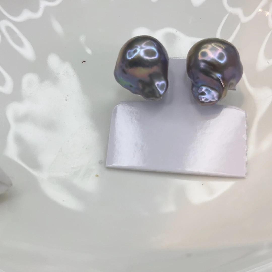 耳饰银S925镶嵌淡水珍珠