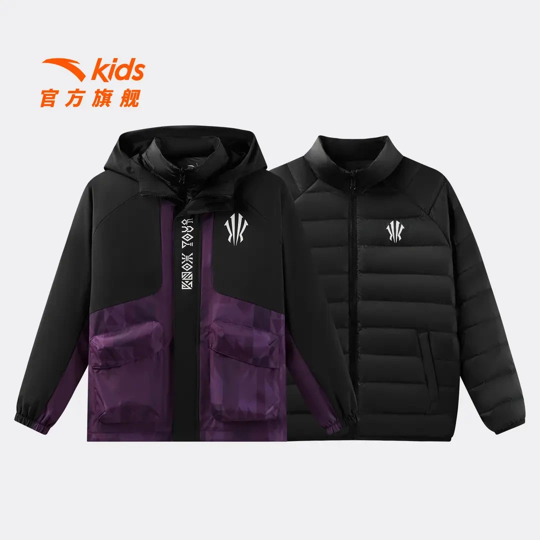 安踏儿童男大童两件套上衣2025冬季新款舒适保暖青少年羽绒服外套