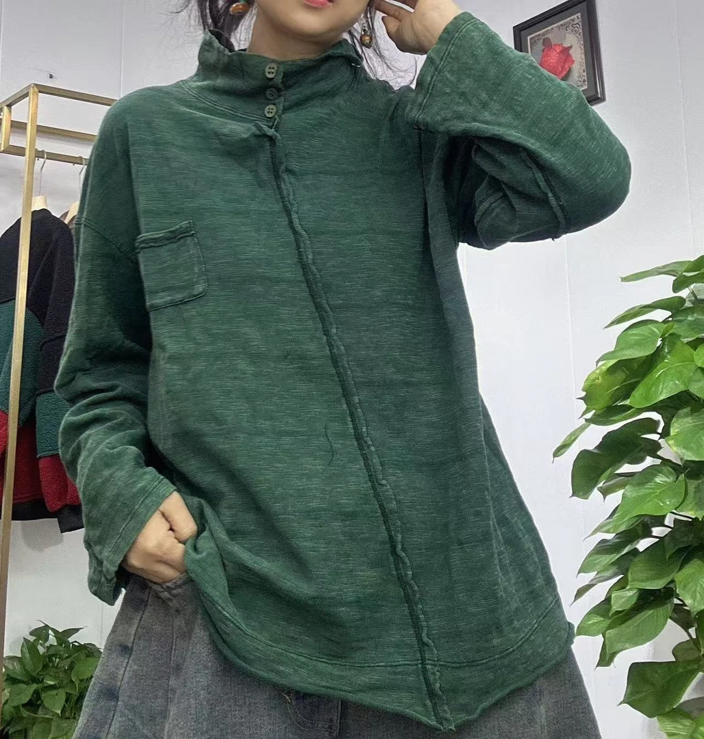 炒色领纽扣卫衣088853
