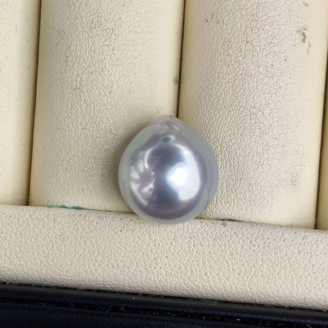 未镶嵌澳白裸珠海水珍珠银蓝光13.2mm