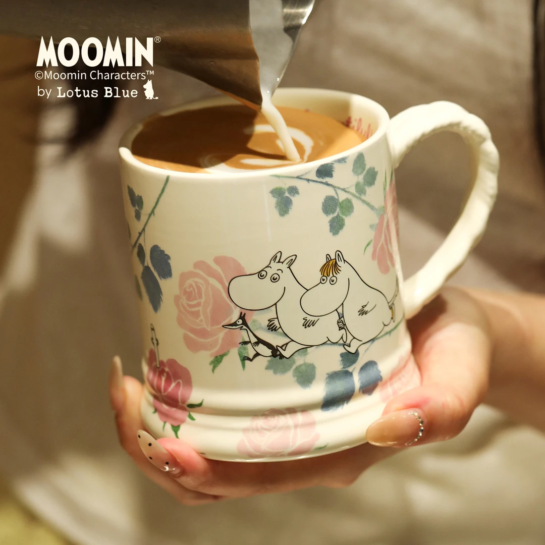 蓝莲花moomin姆明高颜值水杯咖啡杯微波炉可加热女生办公室杯子