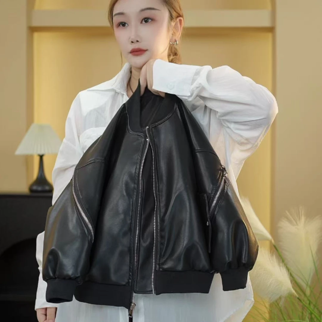 2025春款新款时尚休闲洋气机车皮衣韩版儿童大童中性帅气外套