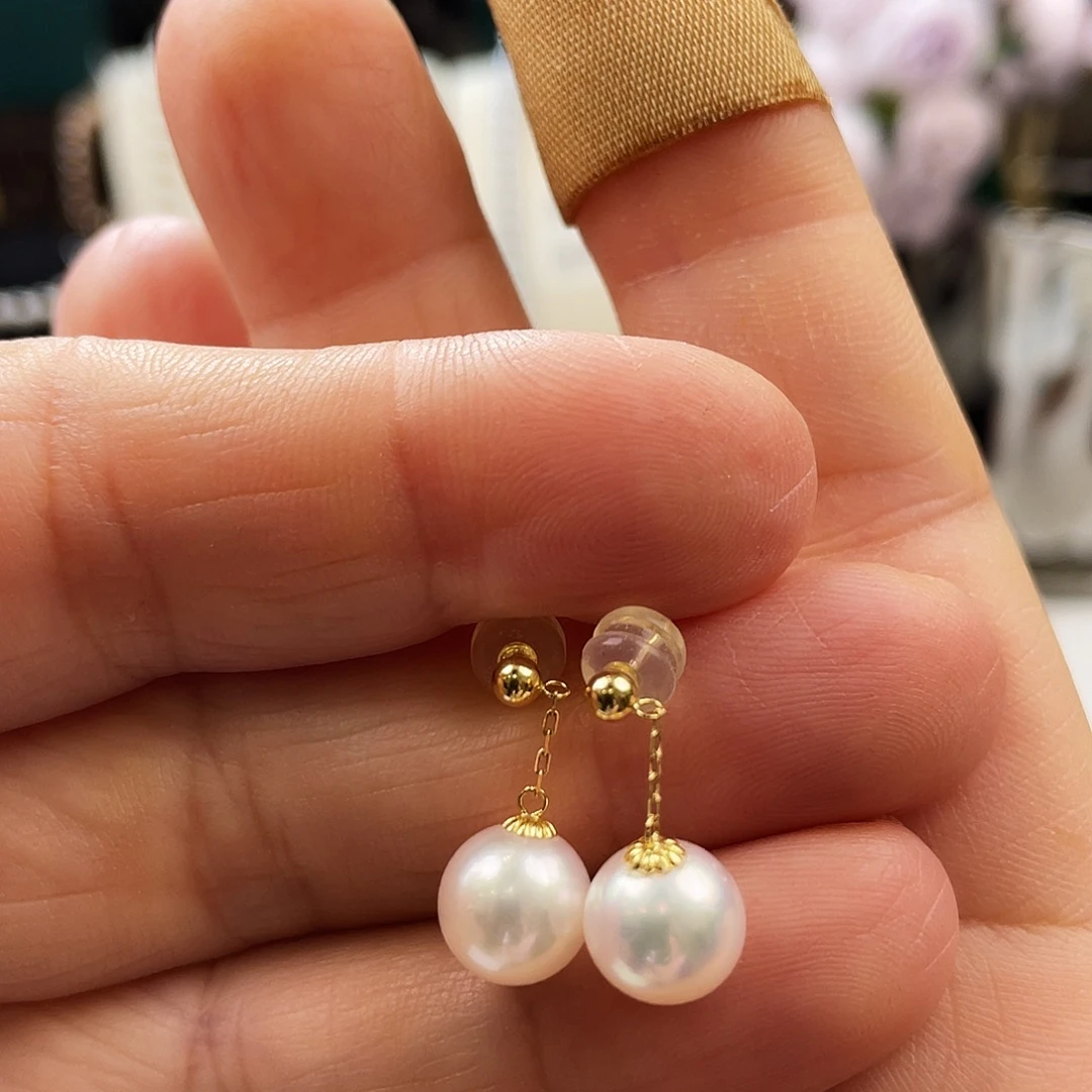 海水珍珠18K金镶嵌耳饰