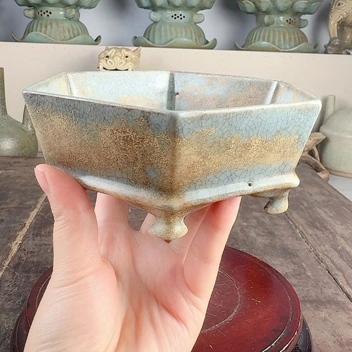 汝窑六方六足洗品完美