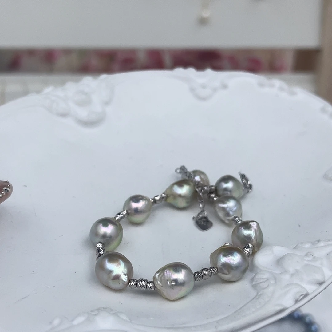 银S925镶嵌手绳海水珍珠