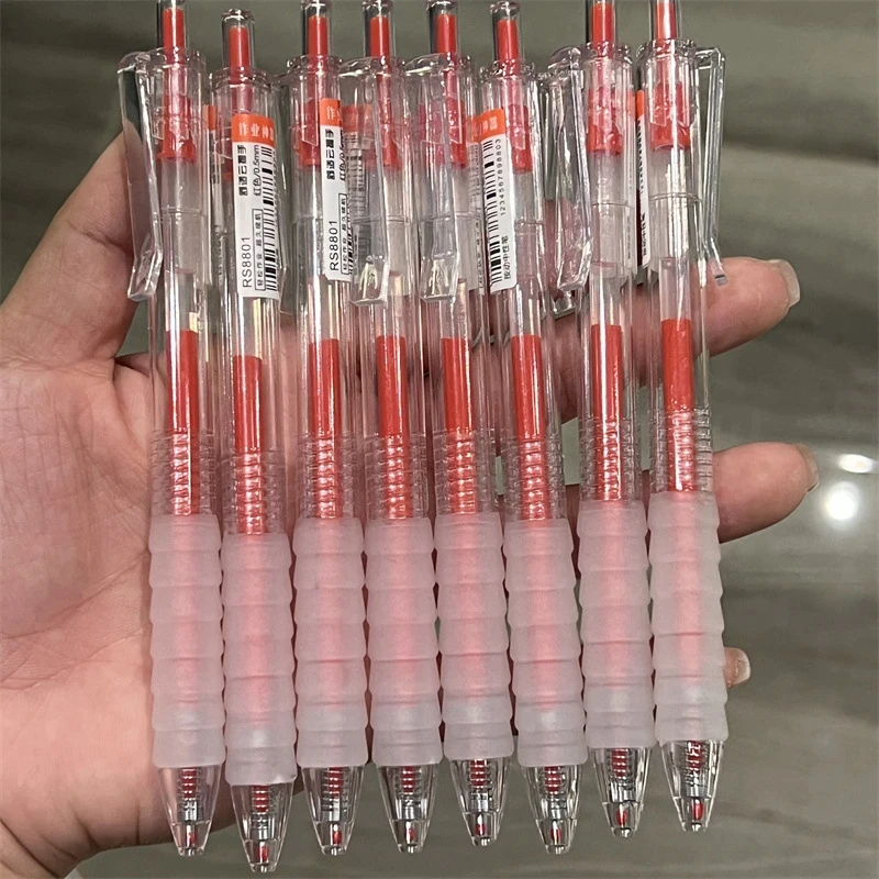 老师改错红笔作业0.5速干神器批改用刷题ST按动红色中性笔标注