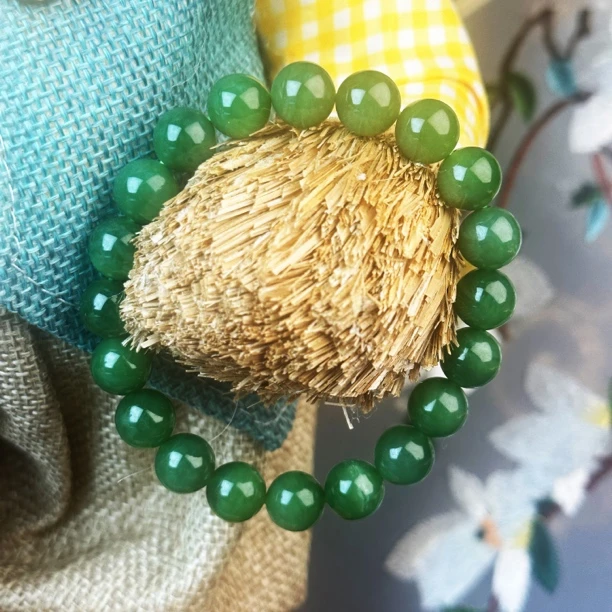 【汉韵轩珠宝】天然和田碧玉手串SL5026约10mm