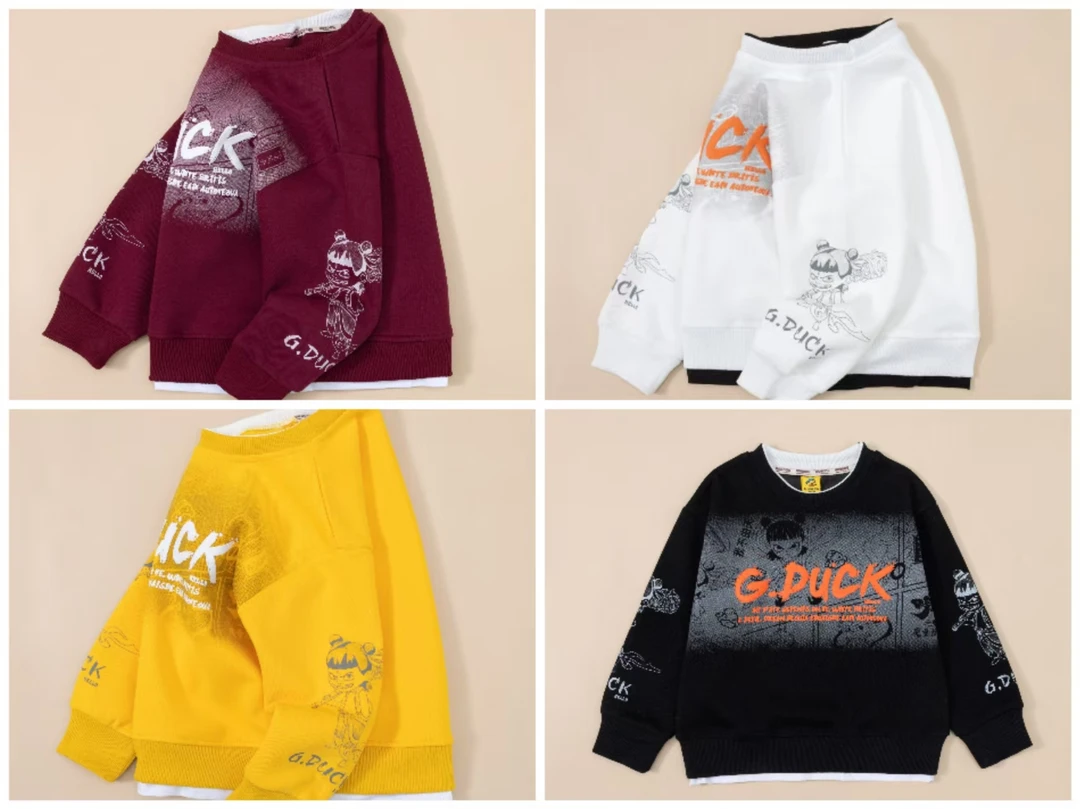 （小黄鸭哪吒款）双打底领卫衣男童宽松儿童男童卫衣休闲韩版圆领