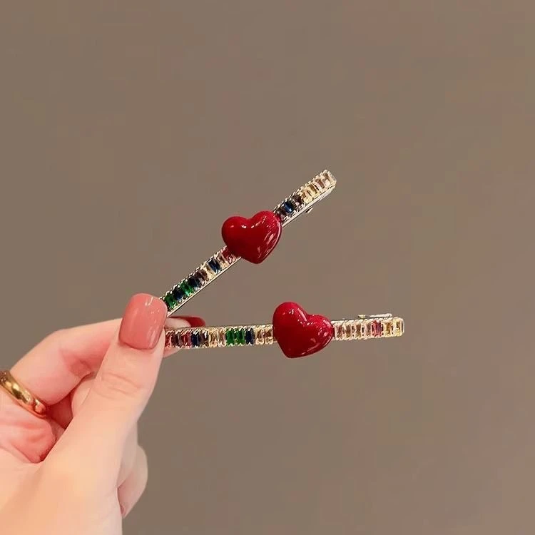 甜度爆表~彩钻糖果色爱心发夹甜美可爱爪夹发卡发饰侧边夹刘海夹